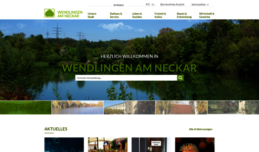 Startseite von der Homepage