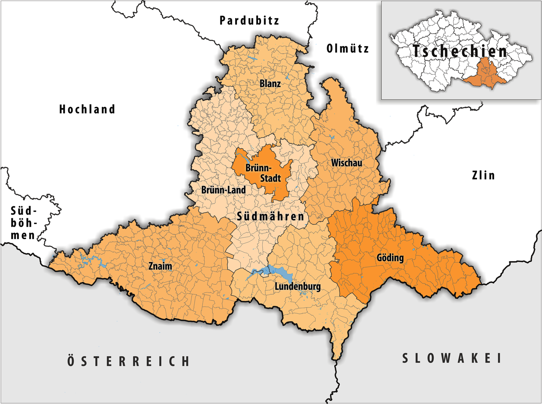 alte Karte von Südmähren
